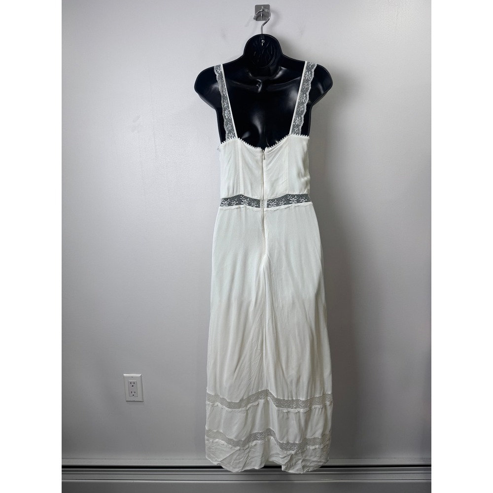 Reformation Natural Wynton Dress White Lace Trim Button Front Size 6 - Picture 4 of 9